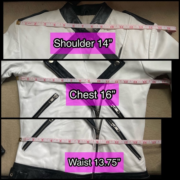 Custom Made Genuine Leather Jacket Cropped Colorblock Moto Biker XXS Motorcycle - Picture 12 of 14